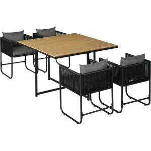 Outsunny Black Rattan 5-Piece Patio Dining Set - Outdoor Furniture Outsunny Black Rattan 5-Piece Patio Dining Set - Outdoor Furniture