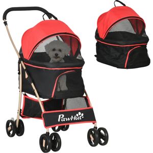 PawHut Pet Stroller - 3-in-1 Red - Compact Travel Carrier PawHut Pet Stroller - 3-in-1 Red - Compact Travel Carrier