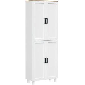 HOMCOM White 170cm Kitchen Cupboard with Adjustable Shelves - Kitchen Cupboard HOMCOM White 170cm Kitchen Cupboard with Adjustable Shelves - Kitchen Cupboard