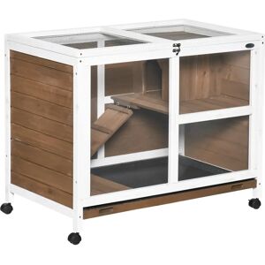 PawHut Wooden Rabbit Hutch - Indoor Small Animal Cage with Tray PawHut Wooden Rabbit Hutch - Indoor Small Animal Cage with Tray