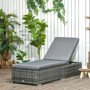 Outsunny Grey Rattan Sun Lounger - Garden Sun Bed Furniture Outsunny Grey Rattan Sun Lounger - Garden Sun Bed Furniture