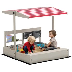 Outsunny Kids Wooden Sandbox with Canopy, Kitchen Toys, Seat, Storage - Sandbox Outsunny Kids Wooden Sandbox with Canopy, Kitchen Toys, Seat, Storage - Sandbox
