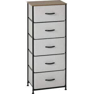 HOMCOM Grey Fabric Chest of Drawers with Wooden Top - Chest of Drawers HOMCOM Grey Fabric Chest of Drawers with Wooden Top - Chest of Drawers