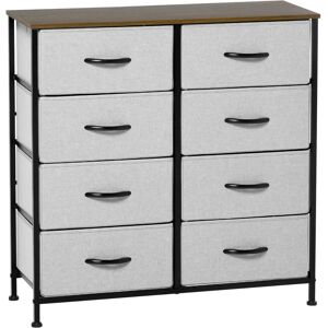 HOMCOM Grey Fabric 8 Drawer Chest of Drawers - Industrial Style Storage HOMCOM Grey Fabric 8 Drawer Chest of Drawers - Industrial Style Storage
