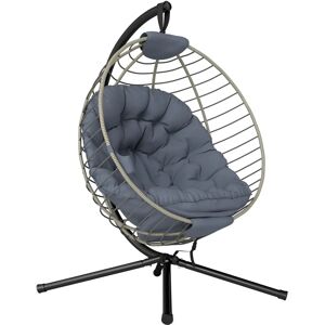 Outsunny Grey Rattan Swing Chair with Frame and Cup Holder Outsunny Grey Rattan Swing Chair with Frame and Cup Holder