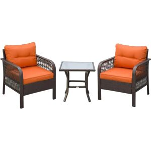 Outsunny Orange 3-Piece Patio Rattan Bistro Set - Garden Furniture Outsunny Orange 3-Piece Patio Rattan Bistro Set - Garden Furniture