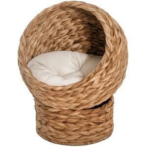 PawHut Brown Wicker Cat Bed - Elevated Rattan Cat Basket with Soft Cushion - 50x42x60 cm PawHut Brown Wicker Cat Bed - Elevated Rattan Cat Basket with Soft Cushion - 50x42x60 cm