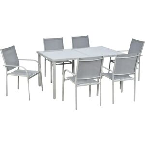 Outsunny 7 Piece Garden Dining Set - Steel Frame, Mesh Chairs Outsunny 7 Piece Garden Dining Set - Steel Frame, Mesh Chairs