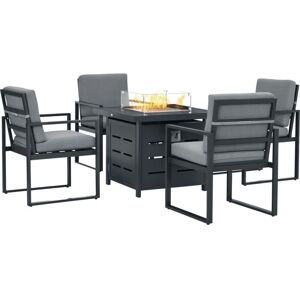 Outsunny 4 Seater Aluminium Garden Furniture Set with Gas Firepit Table - Garden Furniture Outsunny 4 Seater Aluminium Garden Furniture Set with Gas Firepit Table - Garden Furniture