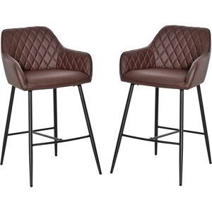 HOMCOM Wooden Retro PU Leather Bar Stools Set of 2 - Bar stools HOMCOM Wooden Retro PU Leather Bar Stools Set of 2 - Bar stools