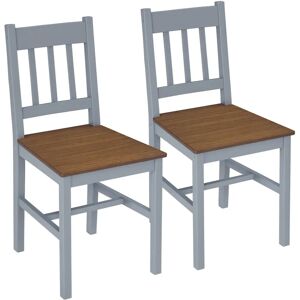 HOMCOM Pine Wood Dining Chairs - Set of 2 - Grey HOMCOM Pine Wood Dining Chairs - Set of 2 - Grey