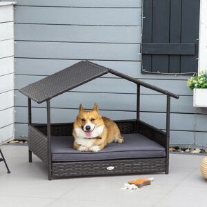 PawHut - Wicker Dog House - Grey - Dog House Bed PawHut - Wicker Dog House - Grey - Dog House Bed