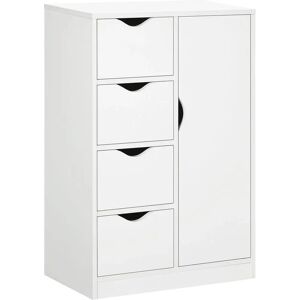 HOMCOM White Bathroom Cabinet with 4 Drawers & Door - Storage HOMCOM White Bathroom Cabinet with 4 Drawers & Door - Storage