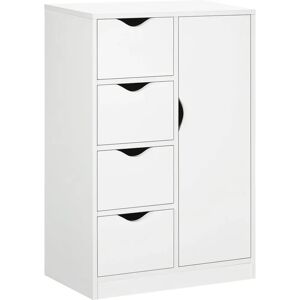 HOMCOM White Bathroom Cabinet with 4 Drawers & Door - Storage HOMCOM White Bathroom Cabinet with 4 Drawers & Door - Storage