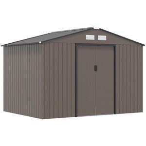Outsunny 9 x 6FT Garden Metal Storage Shed - Brown Outsunny 9 x 6FT Garden Metal Storage Shed - Brown