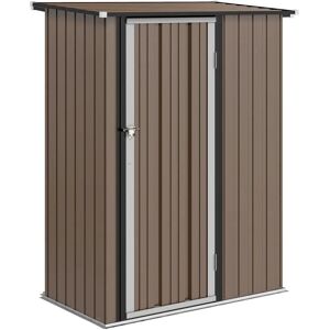 Outsunny 5ft x 3ft Metal Garden Storage Shed - Brown Outsunny 5ft x 3ft Metal Garden Storage Shed - Brown