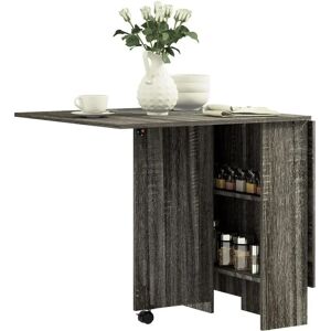 Homcom Grey Folding Drop Leaf Dining Table with Storage - 60kg Homcom Grey Folding Drop Leaf Dining Table with Storage - 60kg