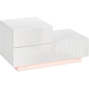 HOMCOM White Modern Bedside Cabinet with RGB LED - Bedside Cabinet HOMCOM White Modern Bedside Cabinet with RGB LED - Bedside Cabinet