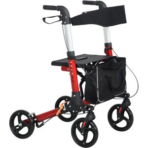 HOMCOM Lightweight Folding Rollator Walker with Seat & Storage - Red HOMCOM Lightweight Folding Rollator Walker with Seat & Storage - Red