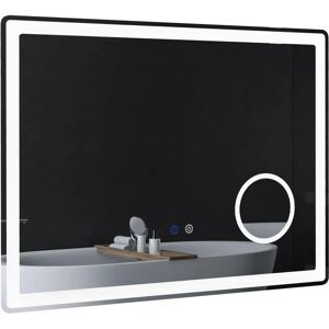 Kleankin LED Bathroom Mirror with Lights - Dimmable, 3X Magnifying, 3 Colour Kleankin LED Bathroom Mirror with Lights - Dimmable, 3X Magnifying, 3 Colour
