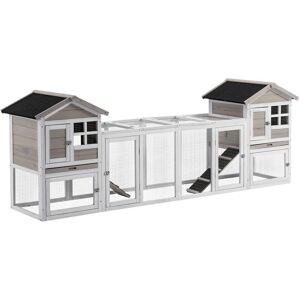 PawHut 2 in 1 Rabbit Hutch Grey - Animal House for Small Pets PawHut 2 in 1 Rabbit Hutch Grey - Animal House for Small Pets