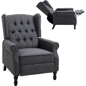 HOMCOM Dark Grey Recliner Armchair - Living Room Reclining Chair with Button Tufted Back and Footrest HOMCOM Dark Grey Recliner Armchair - Living Room Reclining Chair with Button Tufted Back and Footrest