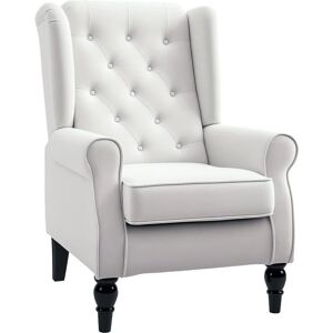 HOMCOM Cream White Vintage Wingback Accent Chair - Accent Chair HOMCOM Cream White Vintage Wingback Accent Chair - Accent Chair