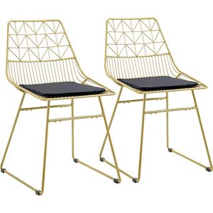 HOMCOM Gold Metal Wire Dining Chairs Set of 2 with Cushions - Dining Chairs HOMCOM Gold Metal Wire Dining Chairs Set of 2 with Cushions - Dining Chairs