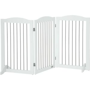 PawHut White Foldable Dog Gate - Pet Safety Barrier PawHut White Foldable Dog Gate - Pet Safety Barrier