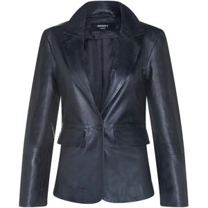 Infinity Leather Apeldoorn Black Blazer Jacket - Leather, Notched Lapels, One Button - Women Infinity Leather Apeldoorn Black Blazer Jacket - Leather, Notched Lapels, One Button - Women