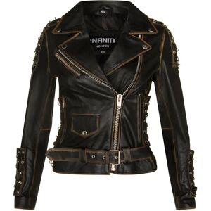 Infinity Leather Damen-Bikerjacke „Brando“ aus schwarzem Leder - Damen Infinity Leather Damen-Bikerjacke „Brando“ aus schwarzem Leder - Damen