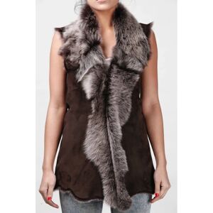 Infinity Leather Dames Toscana Schapenvacht Lange Weste - Zwart & Zilver - Maten 12 UK Infinity Leather Dames Toscana Schapenvacht Lange Weste - Zwart & Zilver - Maten 12 UK