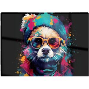 WRT Ltd - Splashart Dog With Glasses - Glass - Chopping Board - Chopping Board WRT Ltd - Splashart Dog With Glasses - Glass - Chopping Board - Chopping Board