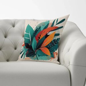 WRT Ltd - Green Orange Tropical Leaves - 45x45 cm - Cushion WRT Ltd - Green Orange Tropical Leaves - 45x45 cm - Cushion