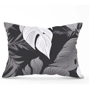 WRT Ltd - Tropical Leaves - Black White - Cushion WRT Ltd - Tropical Leaves - Black White - Cushion