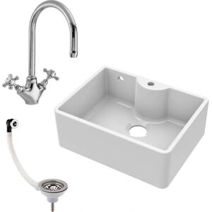 Balterley Fireclay Butler Kitchen Sink - 595mm - Overflow, Tap Ledge & Hole Balterley Fireclay Butler Kitchen Sink - 595mm - Overflow, Tap Ledge & Hole