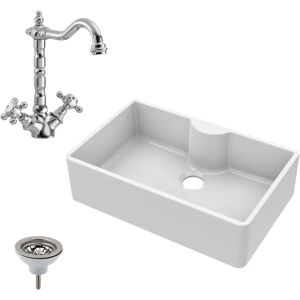 Balterley Fireclay Single Bowl Kitchen Sink - Classic Tap, Tap Ledge & Waste Balterley Fireclay Single Bowl Kitchen Sink - Classic Tap, Tap Ledge & Waste