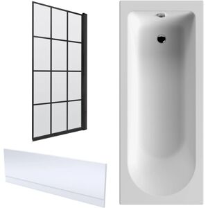 Balterley 1700 x 700mm Shower Bath Bundle - Single End Round Tub, Front Panel & Square Bath Screen Balterley 1700 x 700mm Shower Bath Bundle - Single End Round Tub, Front Panel & Square Bath Screen