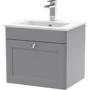 Nuie Classique Satin Grey Wall Hung 1-Drawer Vanity Unit - Bathroom Furniture Nuie Classique Satin Grey Wall Hung 1-Drawer Vanity Unit - Bathroom Furniture