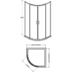 Balterley Quadrant 6mm Toughened Safety Glass Shower Enclosure - 900mm x 900mm - Brushed B Balterley Quadrant 6mm Toughened Safety Glass Shower Enclosure - 900mm x 900mm - Brushed B