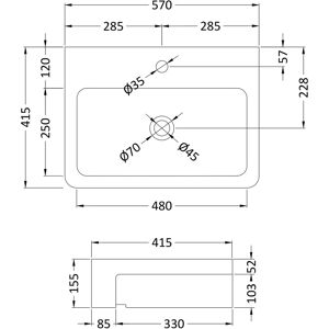 Balterley Model Semi Recessed Compact Basin - Basin Balterley Model Semi Recessed Compact Basin - Basin