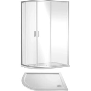 Balterley Ruwa 6mm Safety Glass Offset Quadrant Shower Enclosure - White - Shower Tray Balterley Ruwa 6mm Safety Glass Offset Quadrant Shower Enclosure - White - Shower Tray