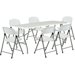 Harbour Housewares 6ft Folding Table & Chair Set - 180cm Harbour Housewares 6ft Folding Table & Chair Set - 180cm