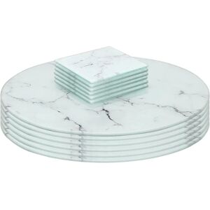 Harbour Housewares White Marble 12pc Glass Placemats & Coasters Set - 30cm Harbour Housewares White Marble 12pc Glass Placemats & Coasters Set - 30cm