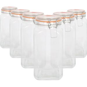 Argon Tableware 6x 1.7l Square Glass Jars With Clip-Top Lids Airtight Food Storage Canister Argon Tableware 6x 1.7l Square Glass Jars With Clip-Top Lids Airtight Food Storage Canister
