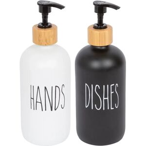 Harbour Housewares - Glass Soap Dispenser - 500ml - White/Black - 2pc - Soap Dispenser Set Harbour Housewares - Glass Soap Dispenser - 500ml - White/Black - 2pc - Soap Dispenser Set