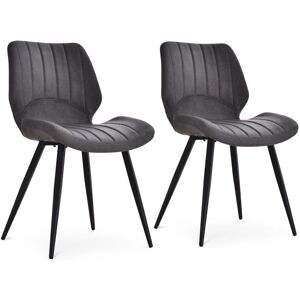 HOMCOM Grey Vintage PU Leather Set of 2 Dining Chairs HOMCOM Grey Vintage PU Leather Set of 2 Dining Chairs