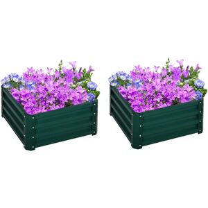 Outsunny Garden Bed Set of 2 Galvanised Easy Setup - Garden Bed Outsunny Garden Bed Set of 2 Galvanised Easy Setup - Garden Bed