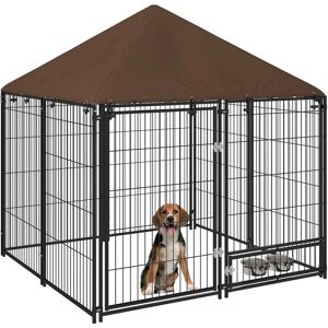 PawHut Outdoor Dog Kennel Puppy Play Pen with Canopy Garden Playpen Fence Crate Enclosure Cage Rotating Bowl - Dog Kennel PawHut Outdoor Dog Kennel Puppy Play Pen with Canopy Garden Playpen Fence Crate Enclosure Cage Rotating Bowl - Dog Kennel