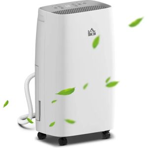 HOMCOM Portable Dehumidifier - 12L/Day, White, Humidity 40-80%, Timer HOMCOM Portable Dehumidifier - 12L/Day, White, Humidity 40-80%, Timer